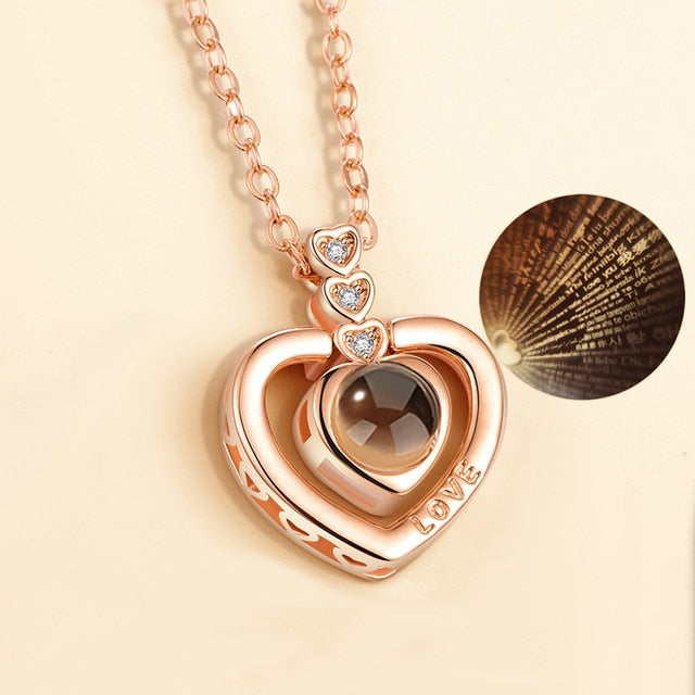 Projection Necklace 100 Languages I Love You Pendant - Temu